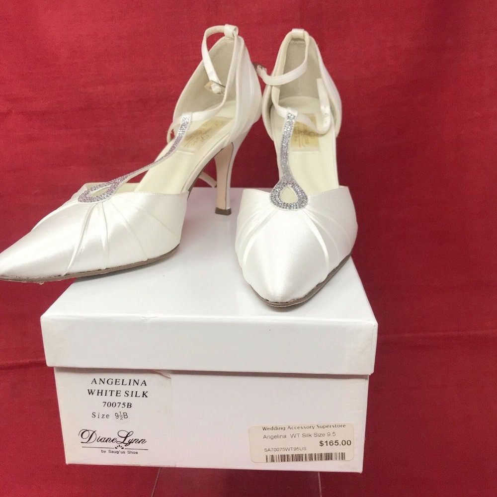 Diane Lynn By Saugus Shoe Bridal Wedding Shoes Size 9.5 Pointy Toe 4" Heel $165